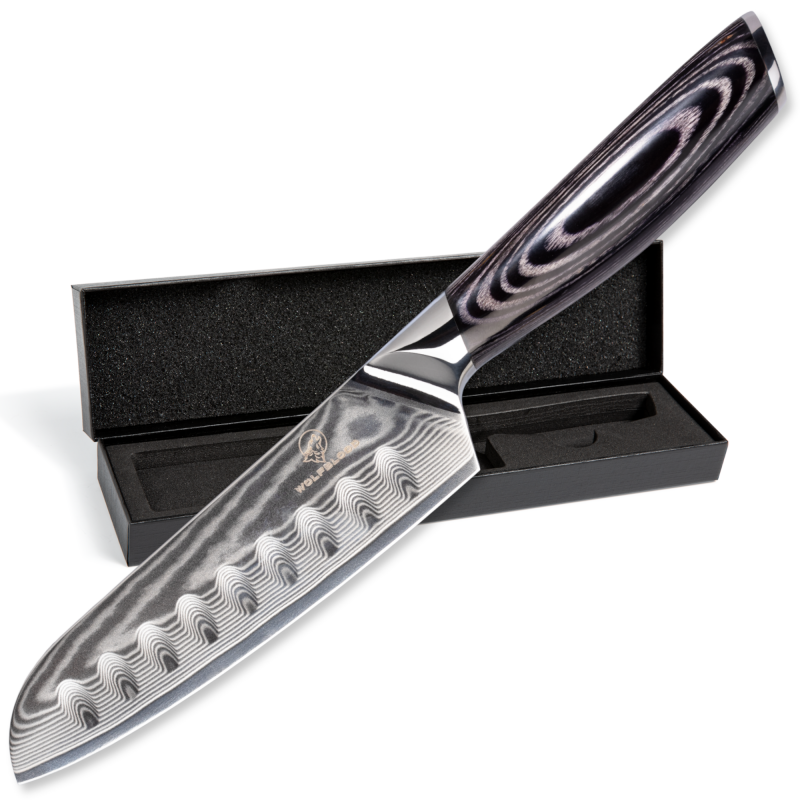 Titelbild Damastmesser Santokumesser Damast Küchenmesser Chefmesser Messer Knife Wolfblood